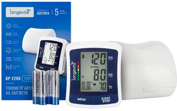 Автоматичний тонометр Longevita ВР-2206 (на зап'ястя) Автоматичний тонометр Longevita ВР-2206 (на зап'ястя) 1