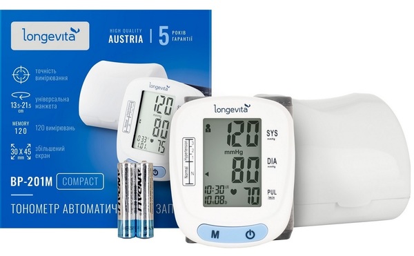 Автоматичний тонометр Longevita BP-201M (на зап'ястя) Автоматичний тонометр Longevita BP-201M (на зап'ястя) 1