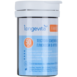 Тестові смужки для вимірювання глюкози в крові Longevita Family (50шт.)